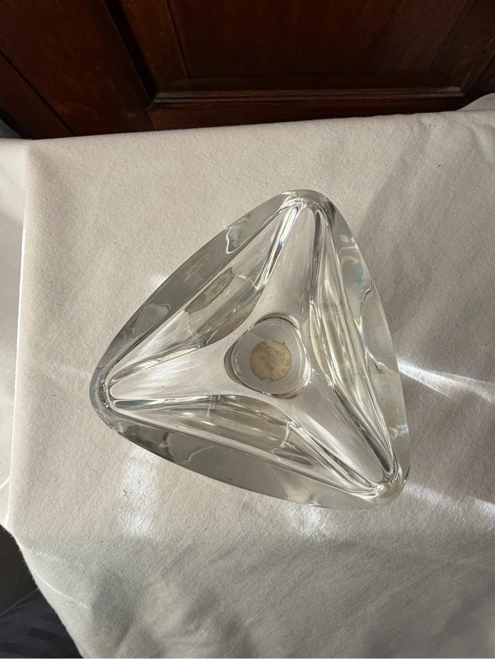 Val St Lambert Belgium Crystal Small Bud Vase Clear Geometric Art Glass Vase